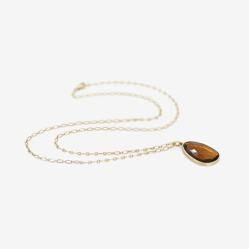 LOLA BROOKS 18K & GOLDEN TOURMALINE SEQUIN PEBBLE PENDANT, 5.16CT