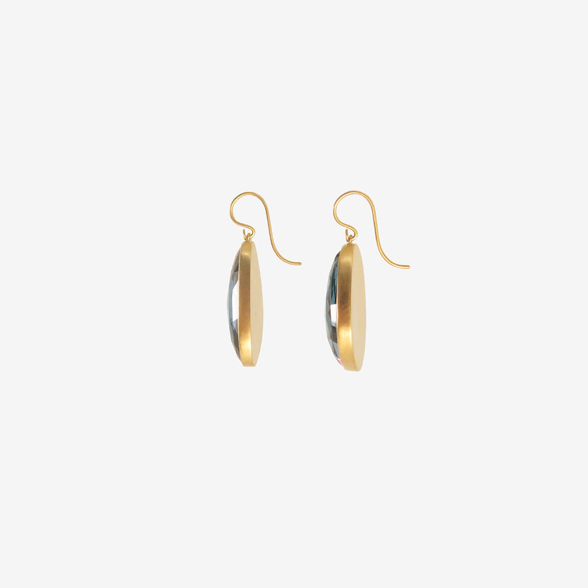 LOLA BROOKS 18K & MISMATCHED LONDON BLUE TOPAZ BOULDER DROP EARRINGS, 67.07CT