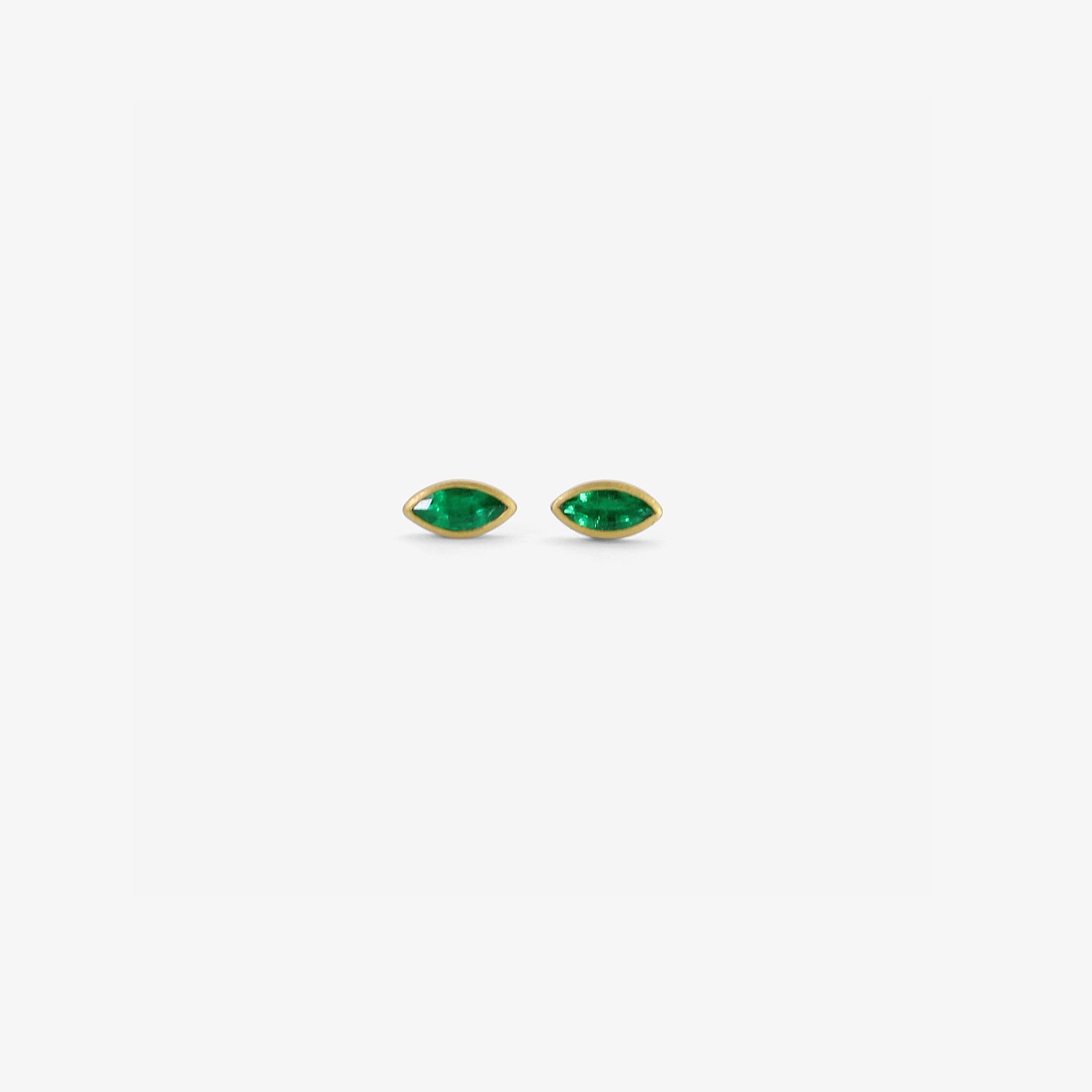 LOLA BROOKS 18K & NAVETTE-SHAPED EMERALD STUDS, .35CT