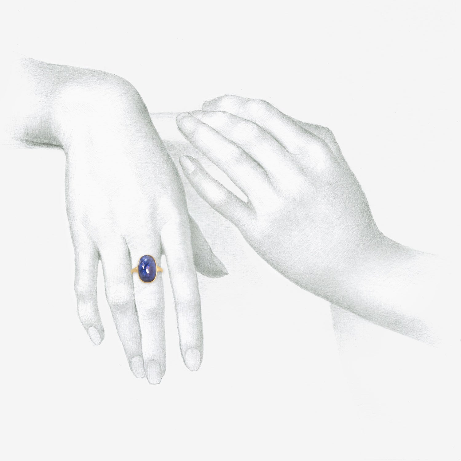 LOLA BROOKS 18K & OVAL BLUE SAPPHIRE RING, 4.19CT