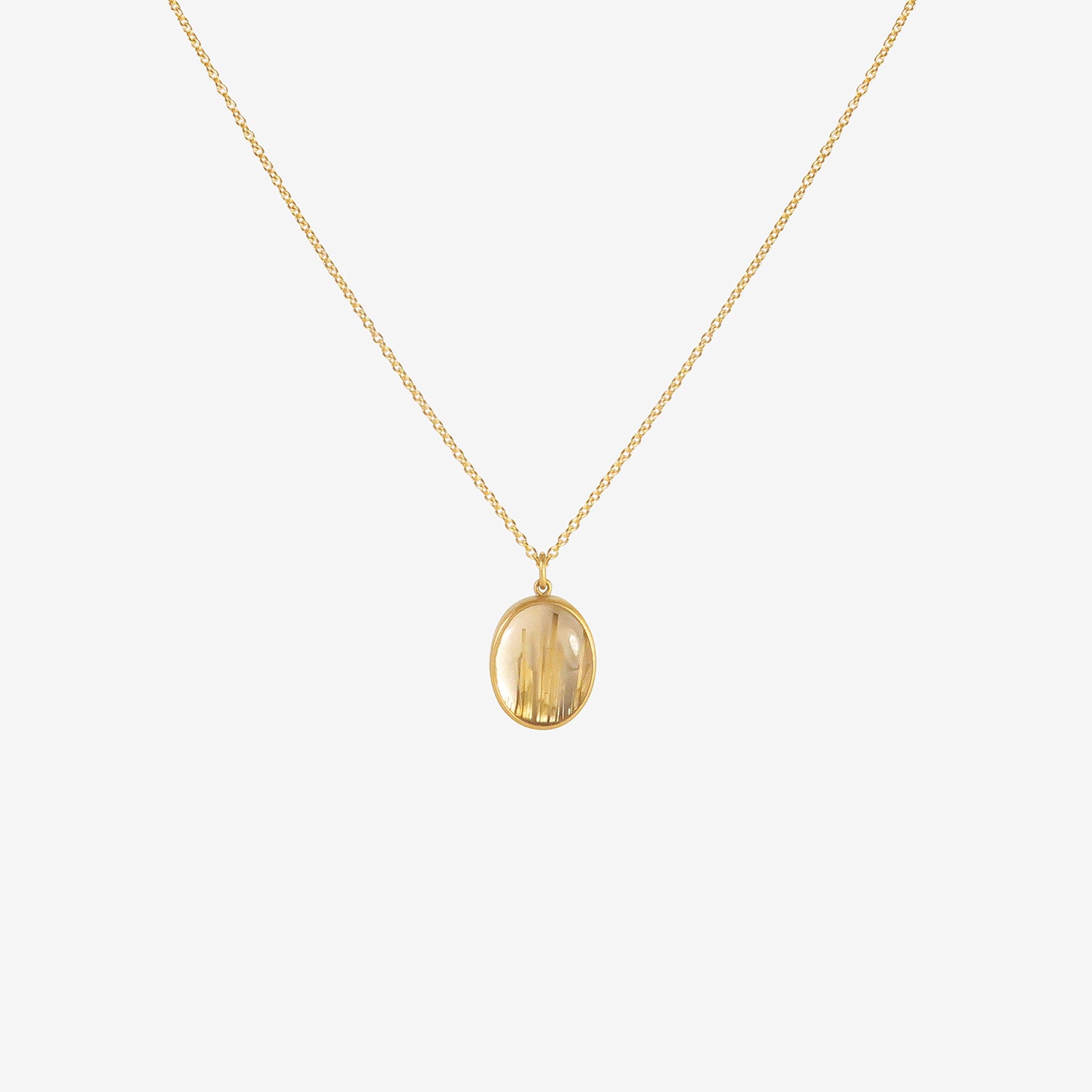 LOLA BROOKS 18K & SMALL OVAL RUTILATED QUARTZ PENDANT, 6.15CT
