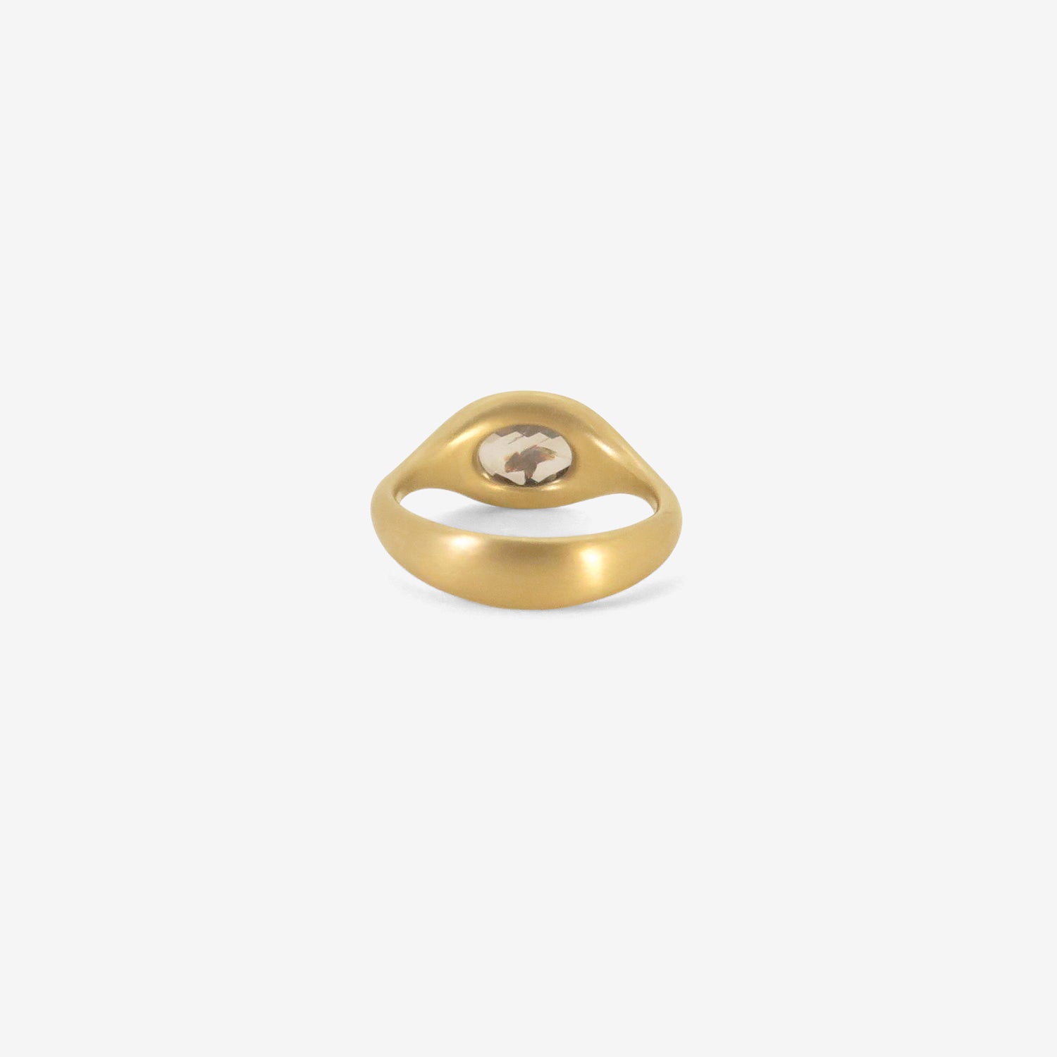 LOLA BROOKS 18K & OVAL CHECKERED CHAMPAGNE DIAMOND CAST RING, 1.52CT