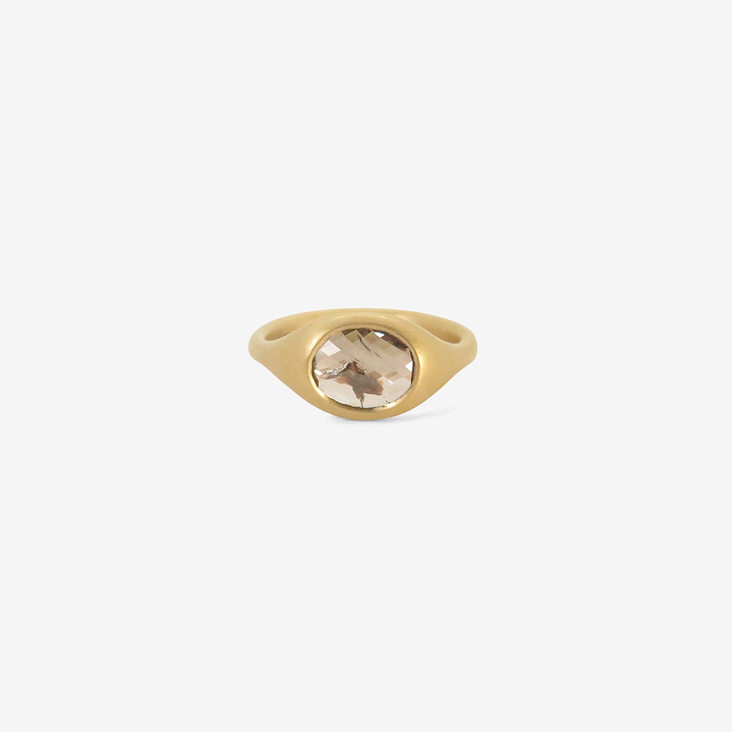 LOLA BROOKS 18K & OVAL CHECKERED CHAMPAGNE DIAMOND CAST RING, 1.52CT