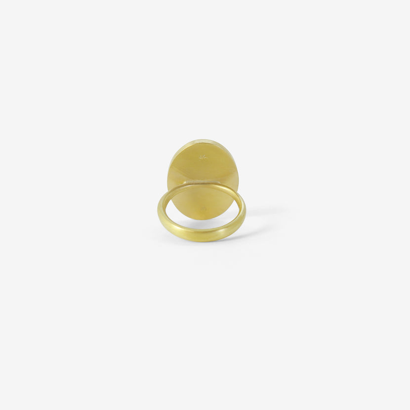 LOLA BROOKS 18K & FLAT OVAL PERSIAN TURQUOISE RING, 9.41CT