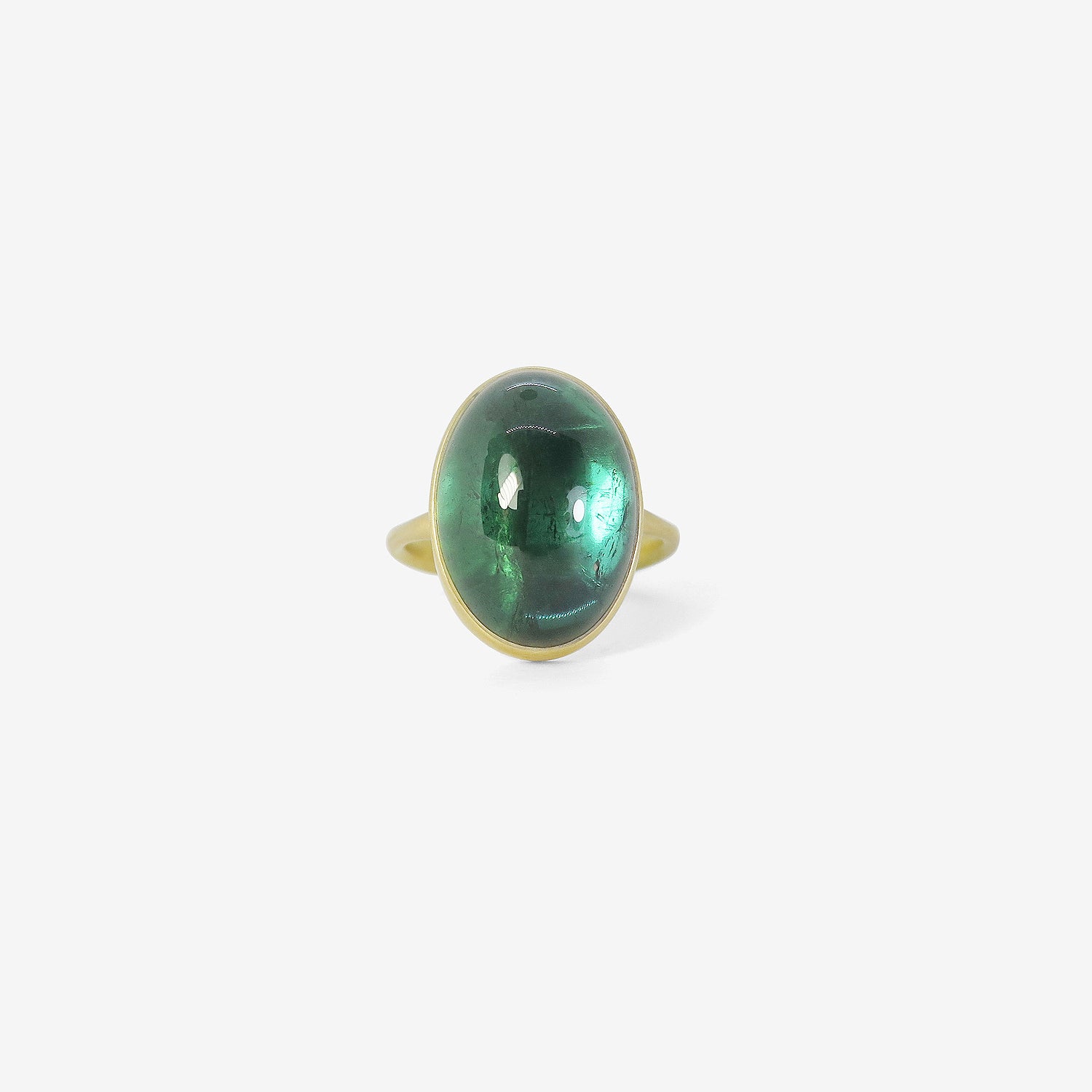 LOLA BROOKS 18K & OVAL BLUE GREEN TOURMALINE RING, 14.9CT