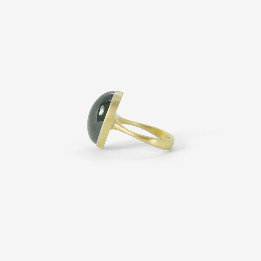 LOLA BROOKS 18K & OVAL BLUE GREEN TOURMALINE RING, 14.9CT