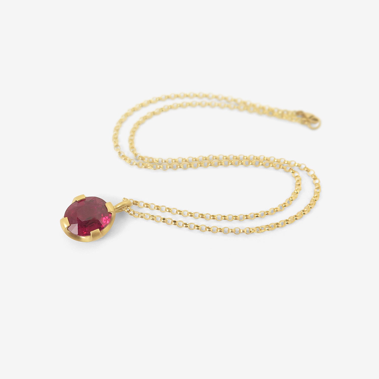 LOLA BROOKS 22K & OVAL FACETED RUBELLITE TOURMALINE PENDANT, 13.30CT