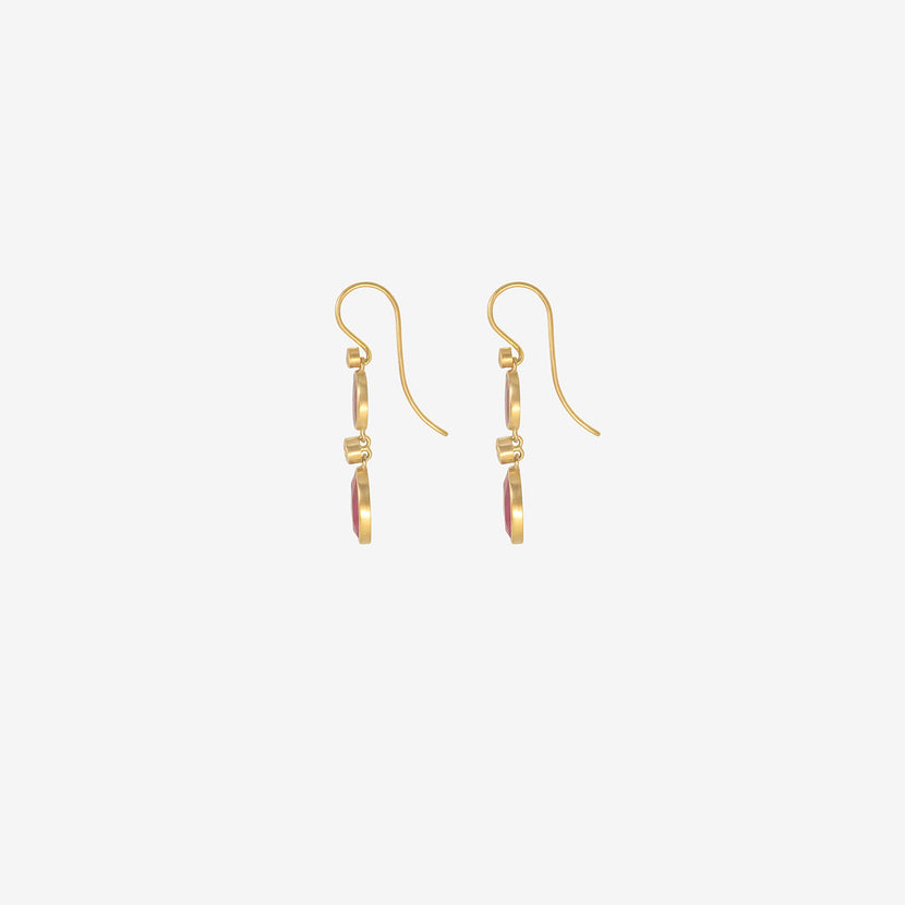 LOLA BROOKS 18K & ROSE-CUT RUBY DOUBLE DROP EARRINGS WITH DIAMONDS