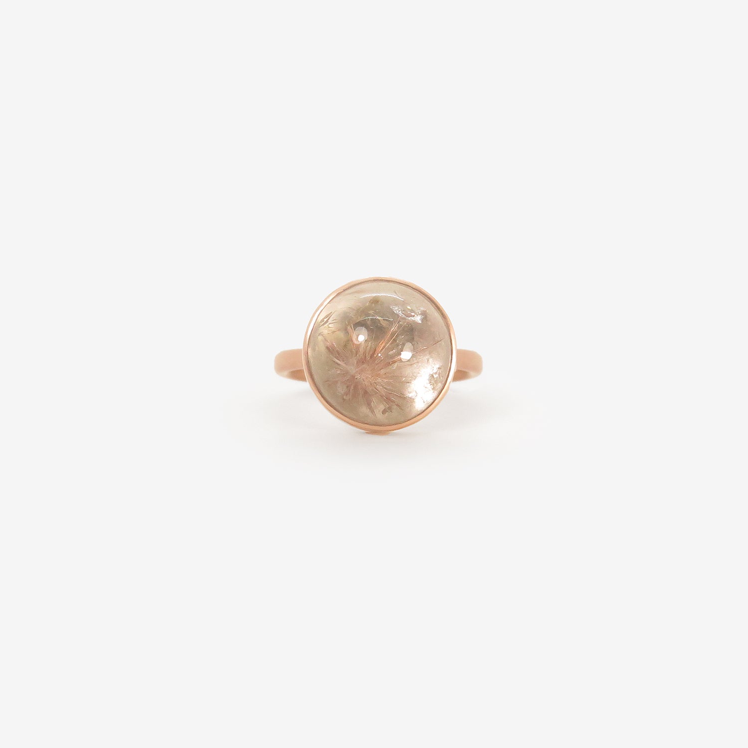 LOLA BROOKS 18K & ROUND RUTILATED QUARTZ RING, 9.67CT