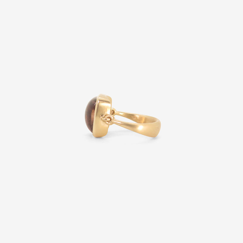 NICOLE LANDAW ROSY ORANGE TOURMALINE CHICLET EMPIRE RING