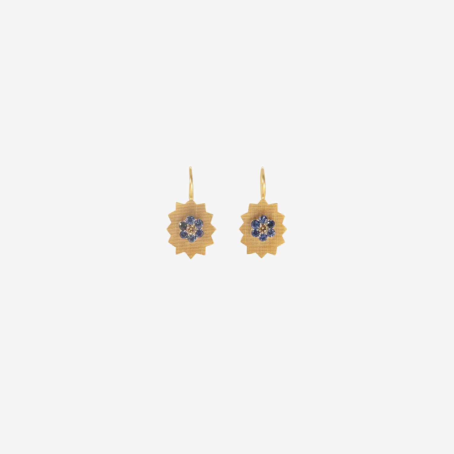 NIKOLLE RADI 18K & PLATINUM FRACTAL EARRINGS WITH DIAMONDS AND SAPPHIRES