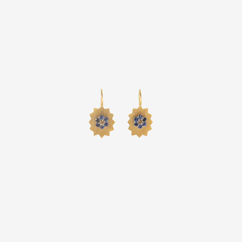 NIKOLLE RADI 18K & PLATINUM FRACTAL EARRINGS WITH DIAMONDS AND SAPPHIRES
