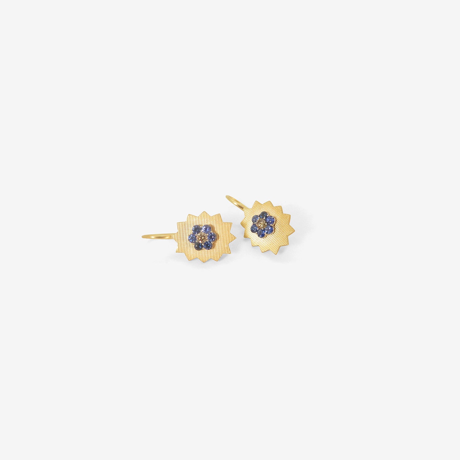 NIKOLLE RADI 18K & PLATINUM FRACTAL EARRINGS WITH DIAMONDS AND SAPPHIRES