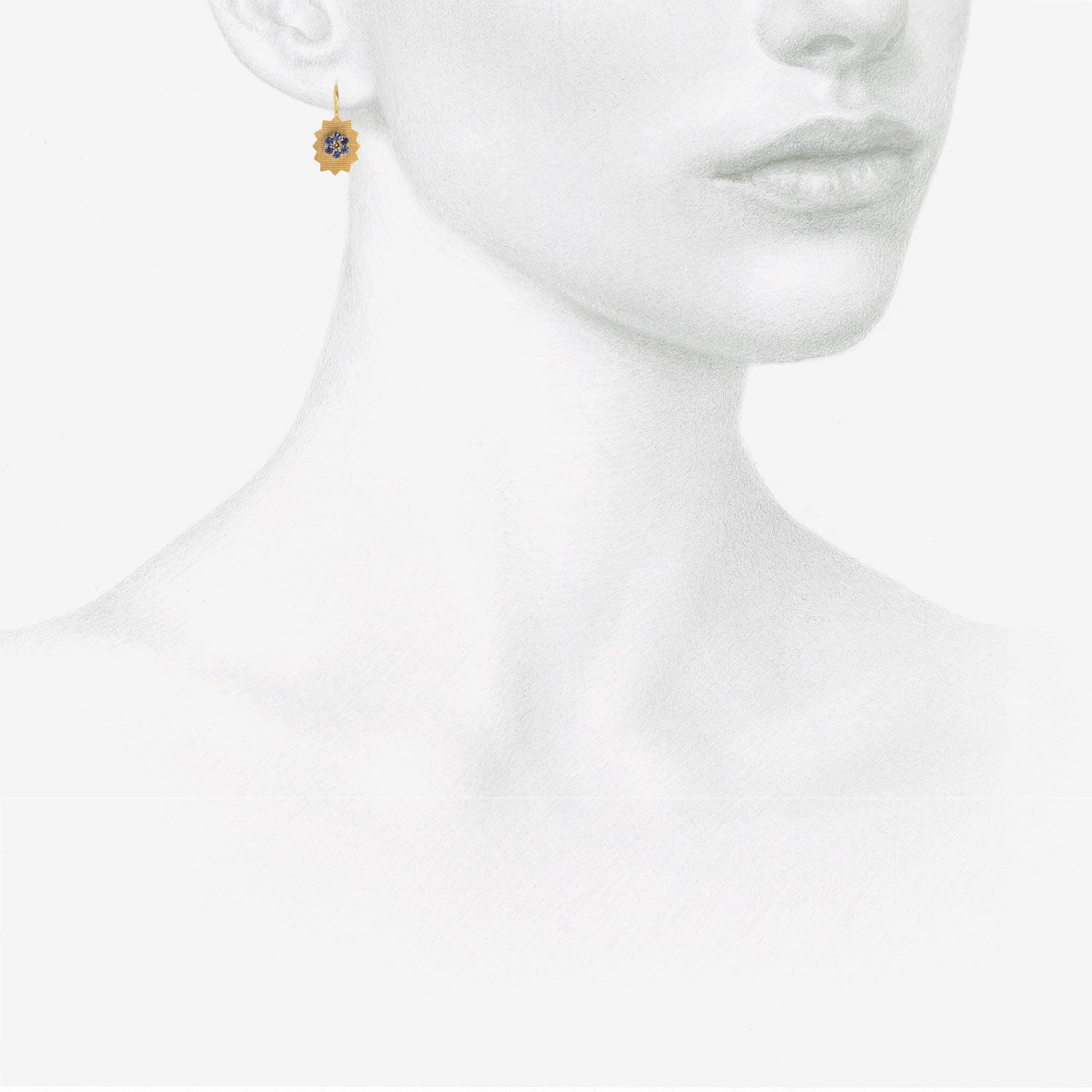 NIKOLLE RADI 18K & PLATINUM FRACTAL EARRINGS WITH DIAMONDS AND SAPPHIRES