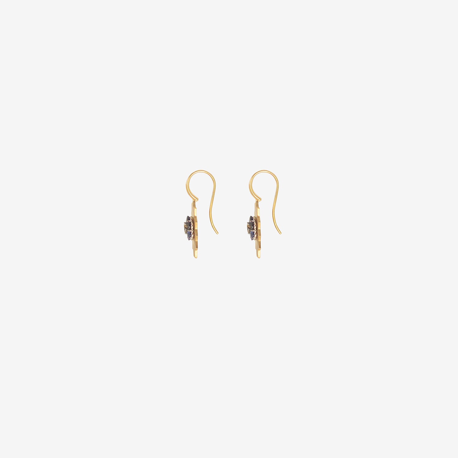 NIKOLLE RADI 18K & PLATINUM FRACTAL EARRINGS WITH DIAMONDS AND SAPPHIRES