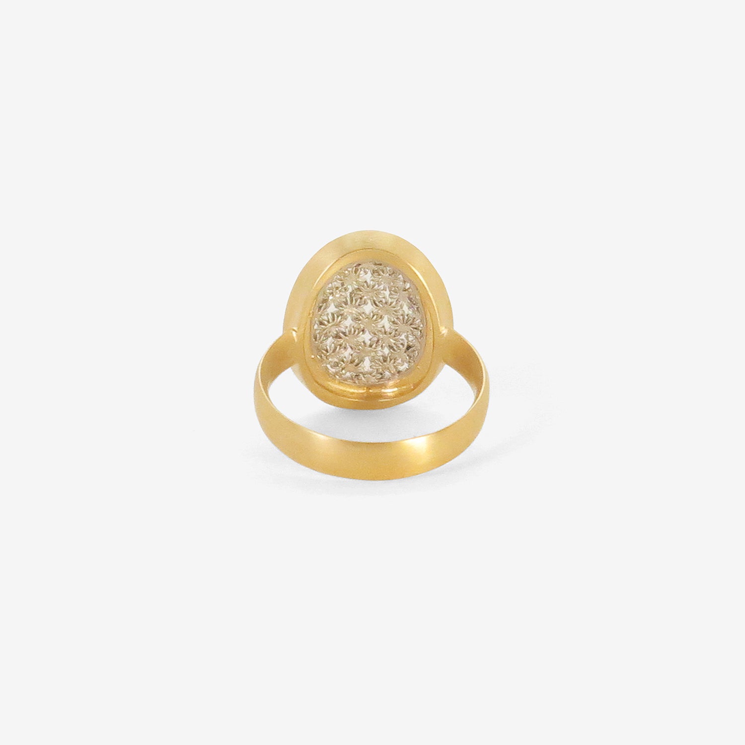 NIKOLLE RADI 18K & PLATINUM OVAL DAMASK RING WITH CHAMPAGNE DIAMONDS, .42CT