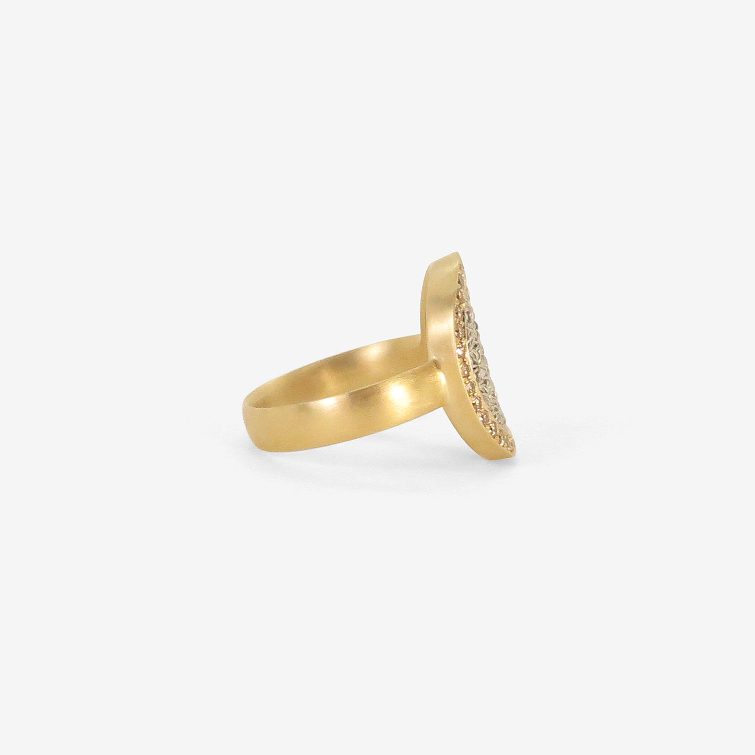 NIKOLLE RADI 18K & PLATINUM OVAL DAMASK RING WITH CHAMPAGNE DIAMONDS, .42CT