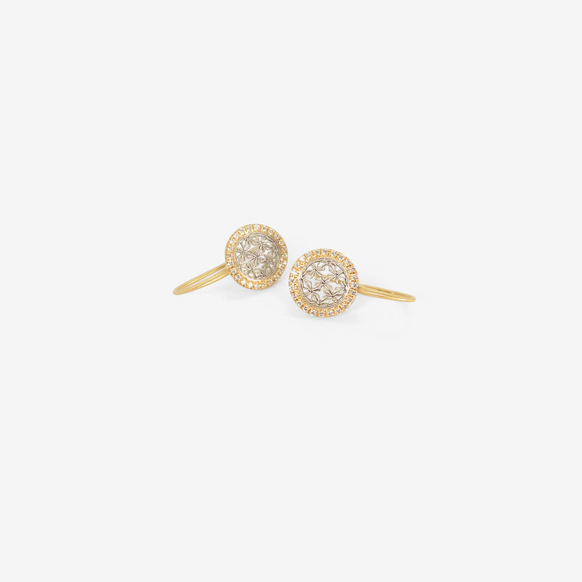 NIKOLLE RADI 18K & PLATINUM SMALL DAMASK EARRINGS WITH WHITE DIAMONDS