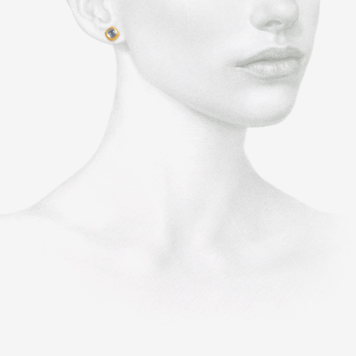 PROUNIS 22K & AQUAMARINE GRANULATED STUDS