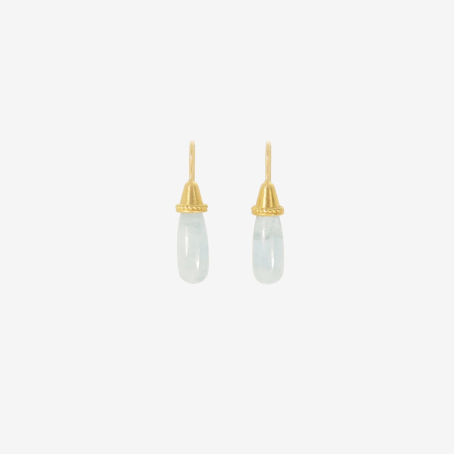 PROUNIS 22K & AQUAMARINE PILEUS EARRINGS