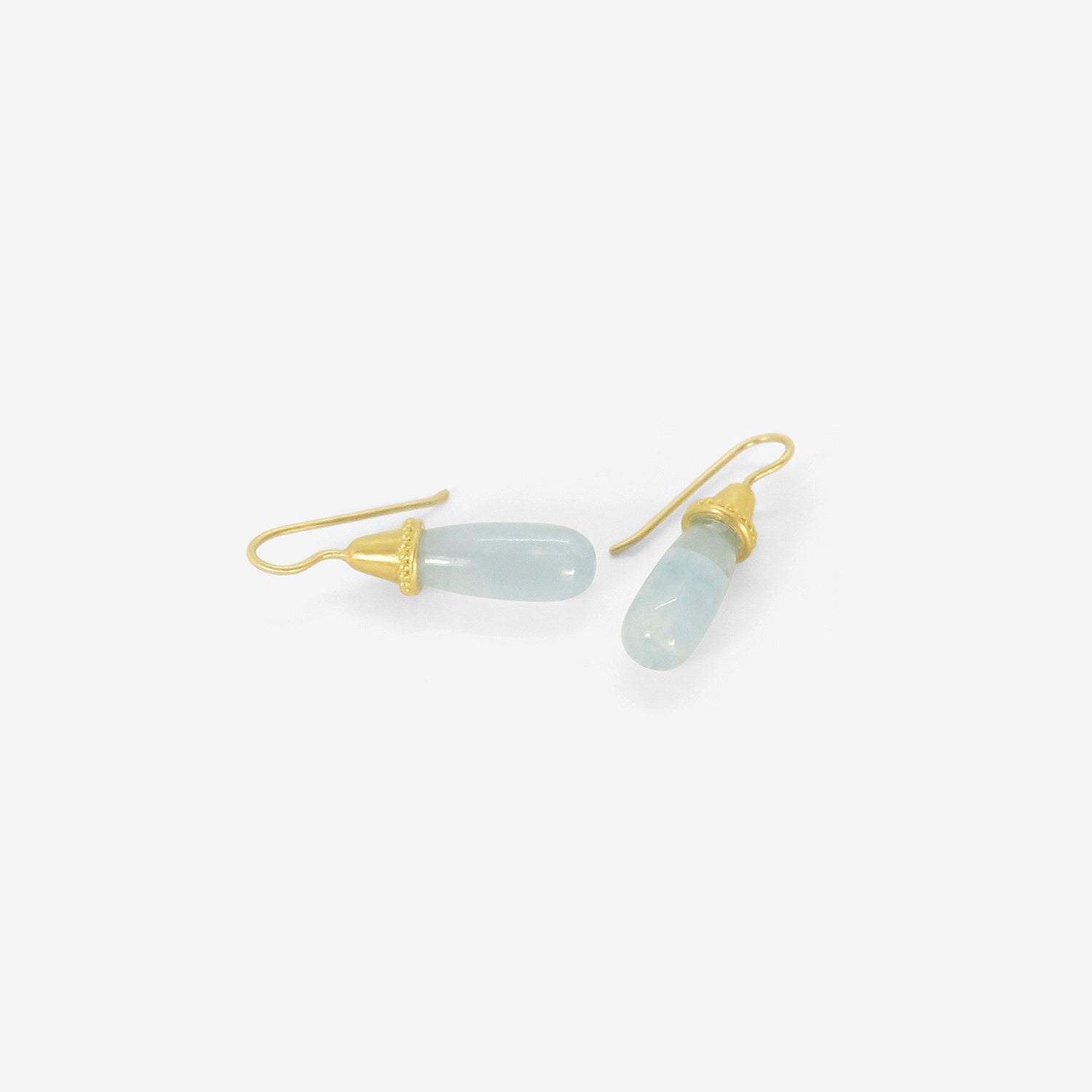 PROUNIS 22K & AQUAMARINE PILEUS EARRINGS