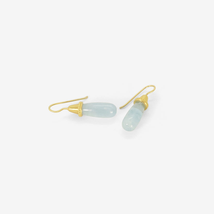 PROUNIS 22K & AQUAMARINE PILEUS EARRINGS