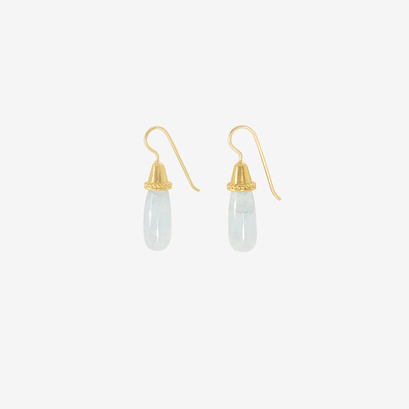 PROUNIS 22K & AQUAMARINE PILEUS EARRINGS