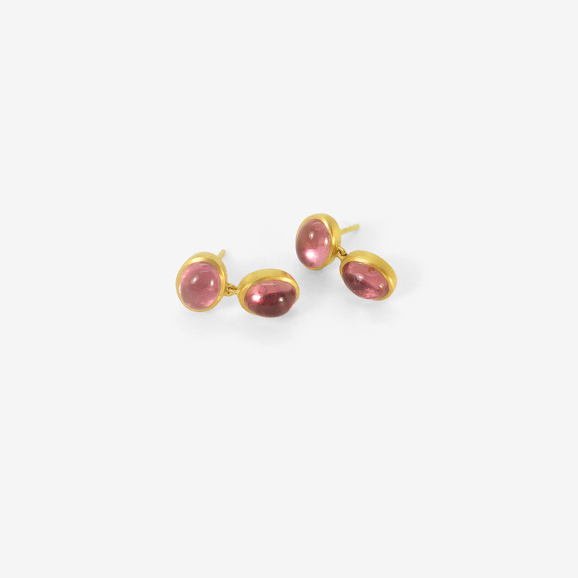 PROUNIS 22K & PINK TOURMALINE SMALL AMPHORA EARRINGS