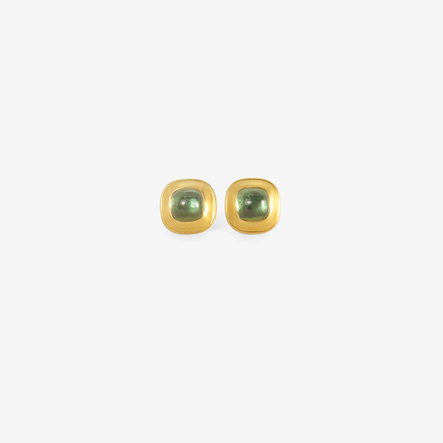 PROUNIS 22K & GREEN TOURMALINE CUSHION CAPSA STUDS