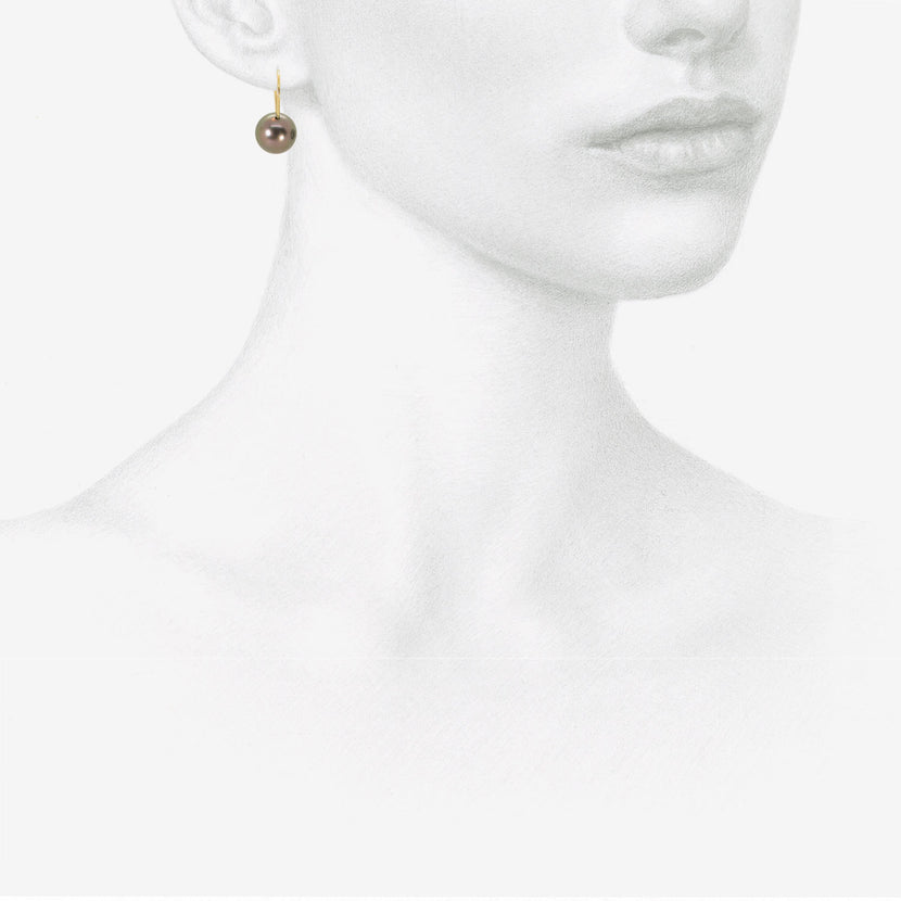 ROSANNE PUGLIESE 18K & BLACK TAHITIAN PEARL DROP EARRINGS