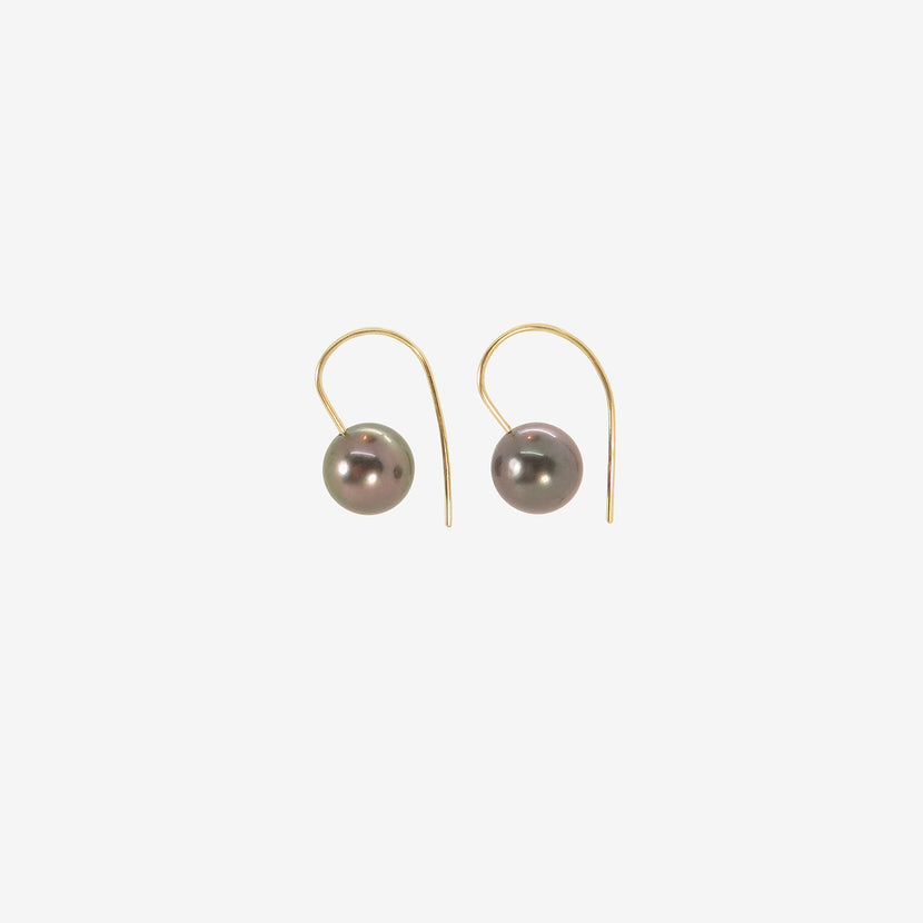 ROSANNE PUGLIESE 18K & BLACK TAHITIAN PEARL DROP EARRINGS