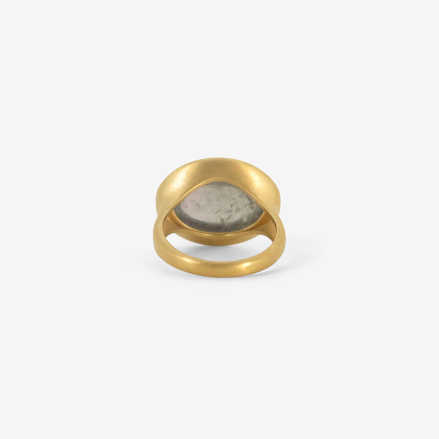 ROSANNE PUGLIESE 22K & OVAL BLUE GREY TOURMALINE GREEK-INSPIRED RING