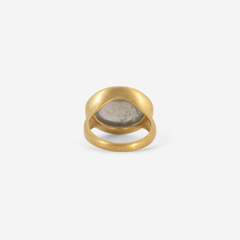 ROSANNE PUGLIESE 22K & OVAL BLUE GREY TOURMALINE GREEK-INSPIRED RING