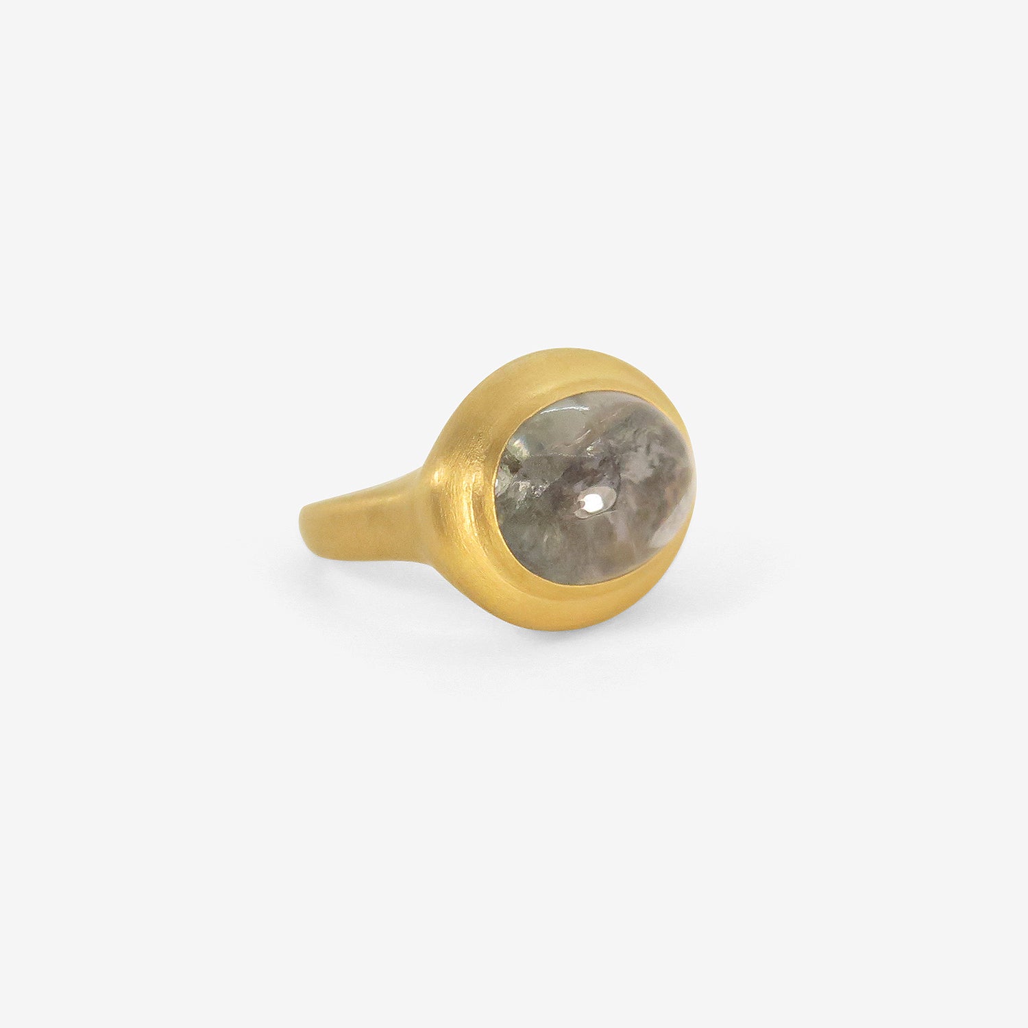 ROSANNE PUGLIESE 22K & OVAL BLUE GREY TOURMALINE GREEK-INSPIRED RING