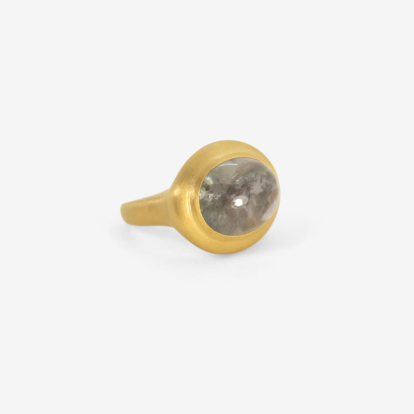 ROSANNE PUGLIESE 22K & OVAL BLUE GREY TOURMALINE GREEK-INSPIRED RING