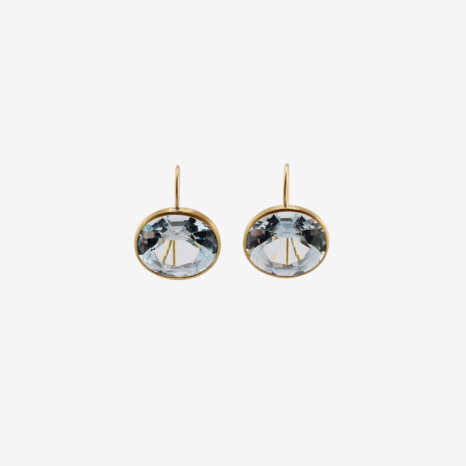 ROSANNE PUGLIESE 22K & FACETED OVAL LIGHT BLUE TOPAZ EAST/WEST EARRINGS, 19CT
