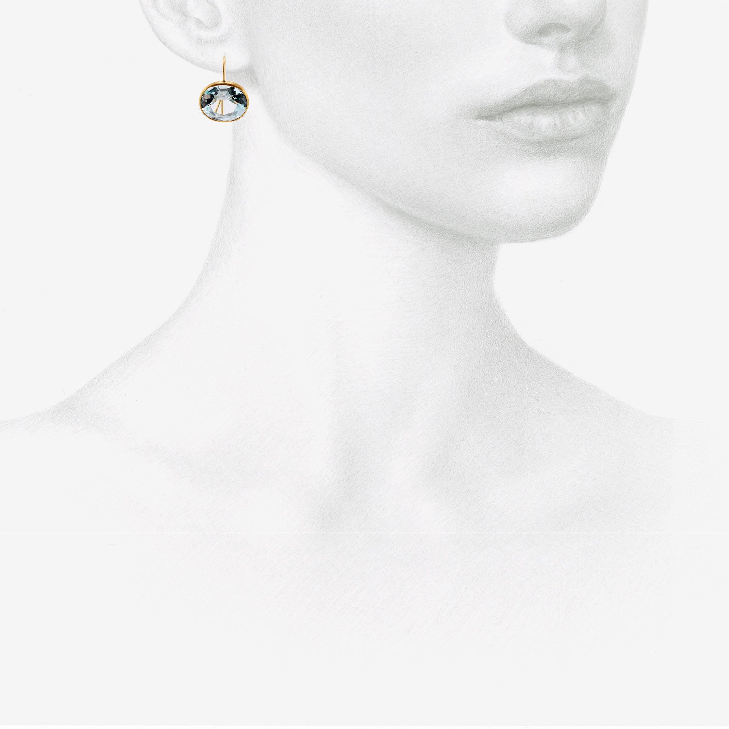 ROSANNE PUGLIESE 22K & FACETED OVAL LIGHT BLUE TOPAZ EAST/WEST EARRINGS, 19CT