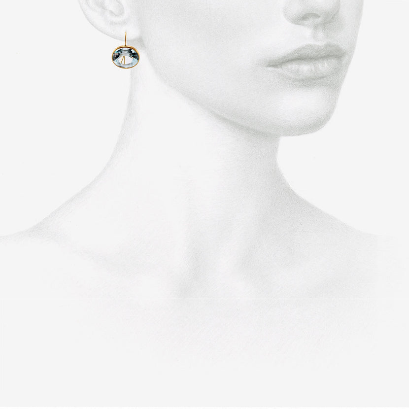 ROSANNE PUGLIESE 22K & FACETED OVAL LIGHT BLUE TOPAZ EAST/WEST EARRINGS, 19CT