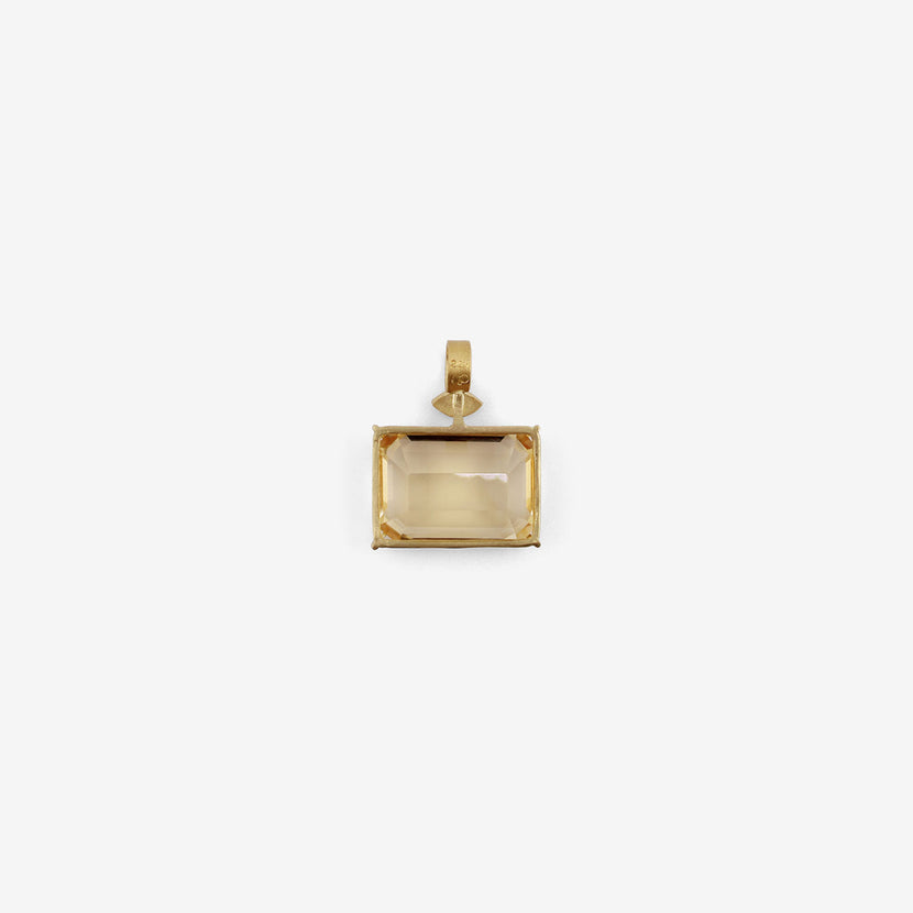 ROSANNE PUGLIESE 22K & EMERALD-CUT CITRINE PENDANT WITH MARQUIS DIAMOND