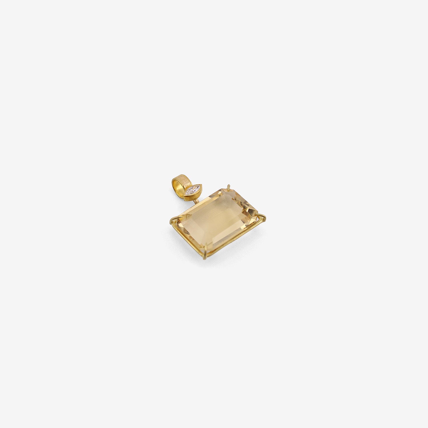 ROSANNE PUGLIESE 22K & EMERALD-CUT CITRINE PENDANT WITH MARQUIS DIAMOND