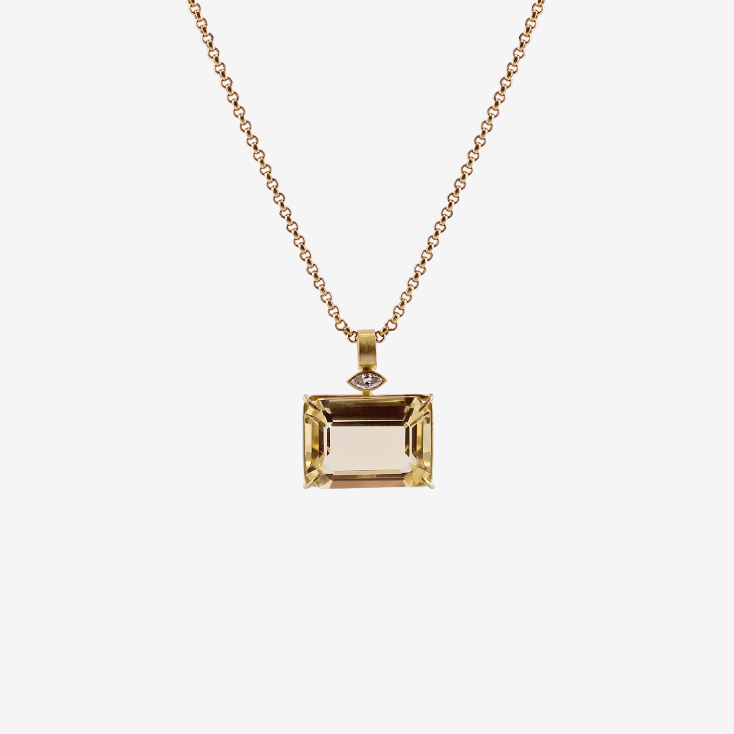 ROSANNE PUGLIESE 22K & EMERALD-CUT CITRINE PENDANT WITH MARQUIS DIAMOND