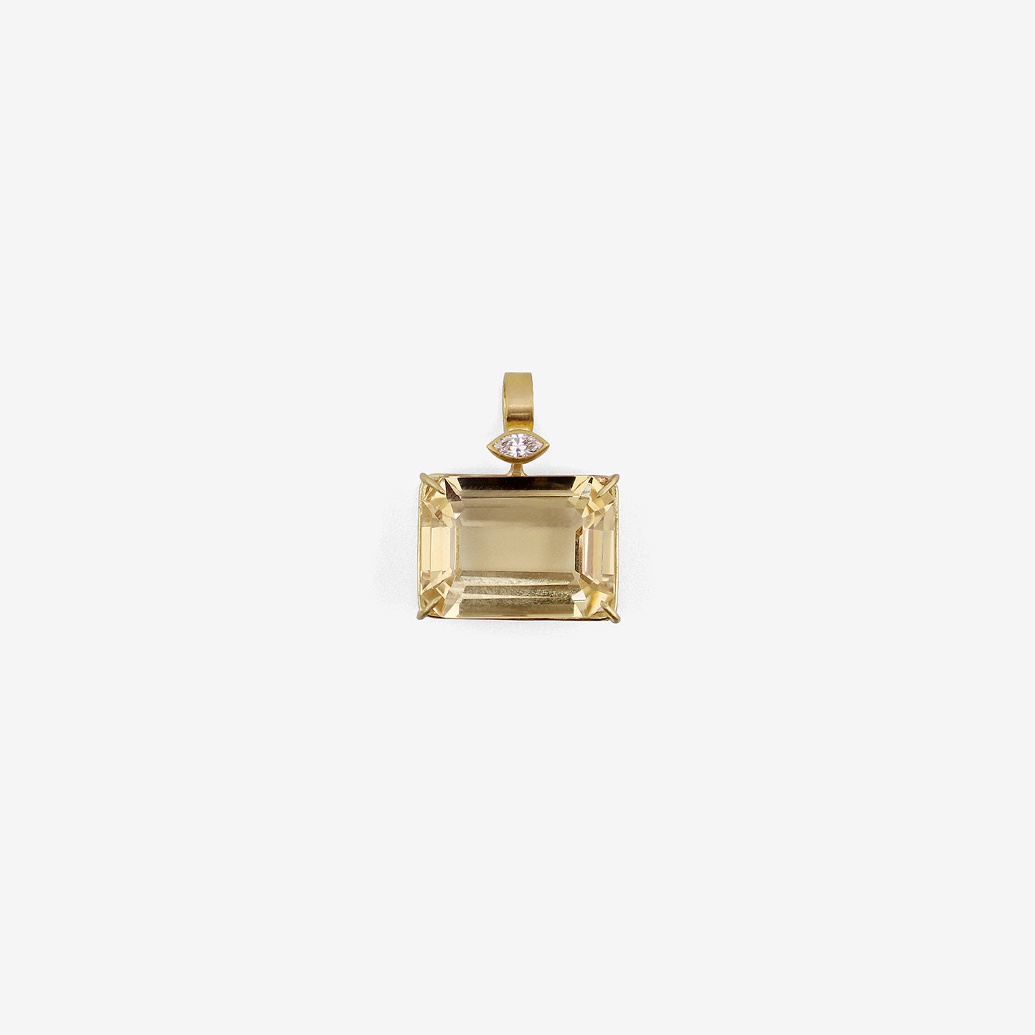 ROSANNE PUGLIESE 22K & EMERALD-CUT CITRINE PENDANT WITH MARQUIS DIAMOND