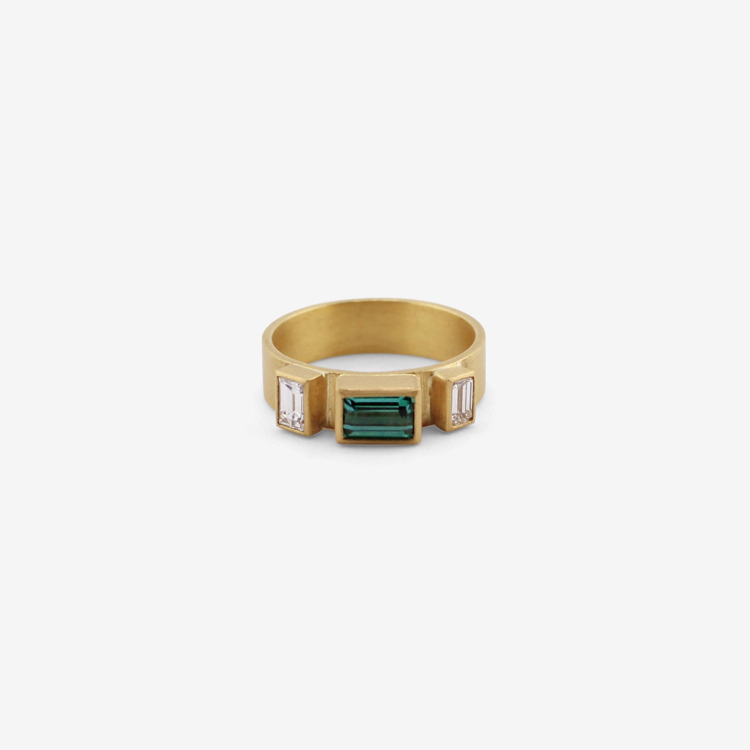 ROSANNE PUGLIESE 22K 5MM BAND WITH GREEN TOURMALINE AND DIAMONDS