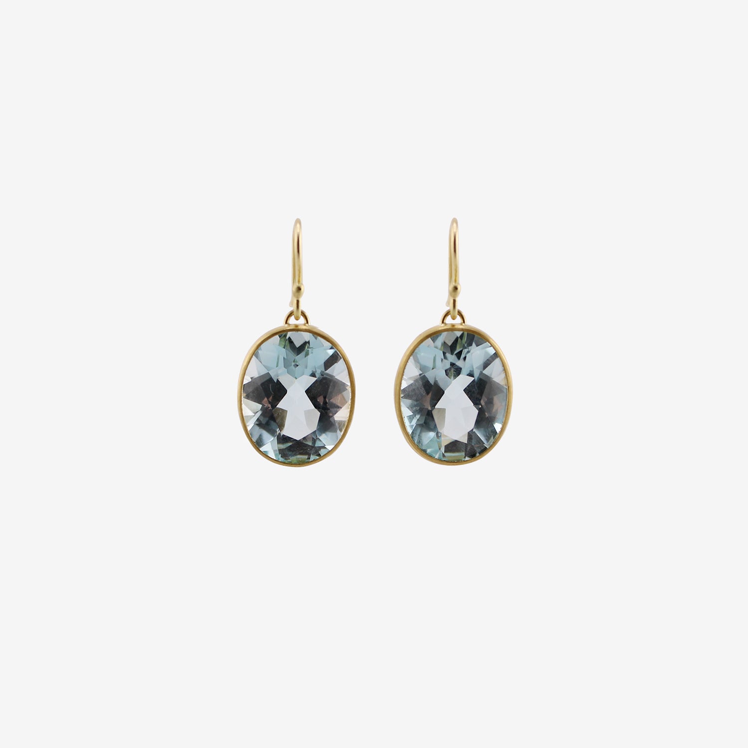 ROSANNE PUGLIESE 22K & FACETED OVAL LIGHT BLUE TOPAZ NORTH/SOUTH EARRINGS, 30CT