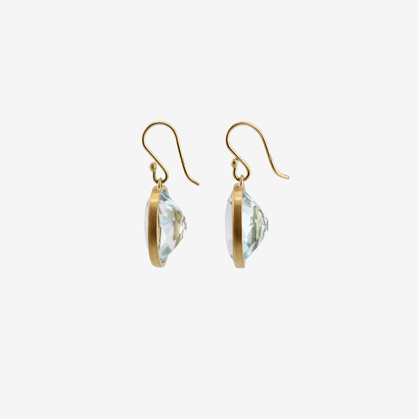 ROSANNE PUGLIESE 22K & FACETED OVAL LIGHT BLUE TOPAZ NORTH/SOUTH EARRINGS, 30CT