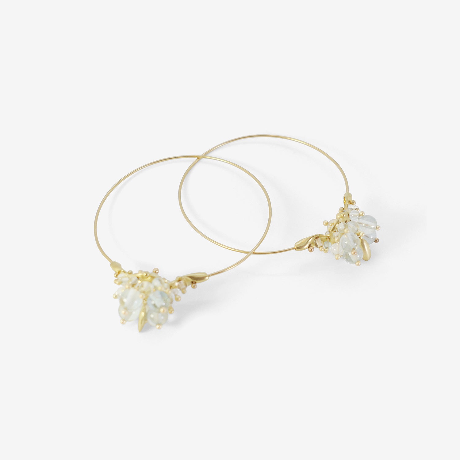 TED MUEHLING 18K & AQUAMARINE MEDIUM HOOP CLUSTERS