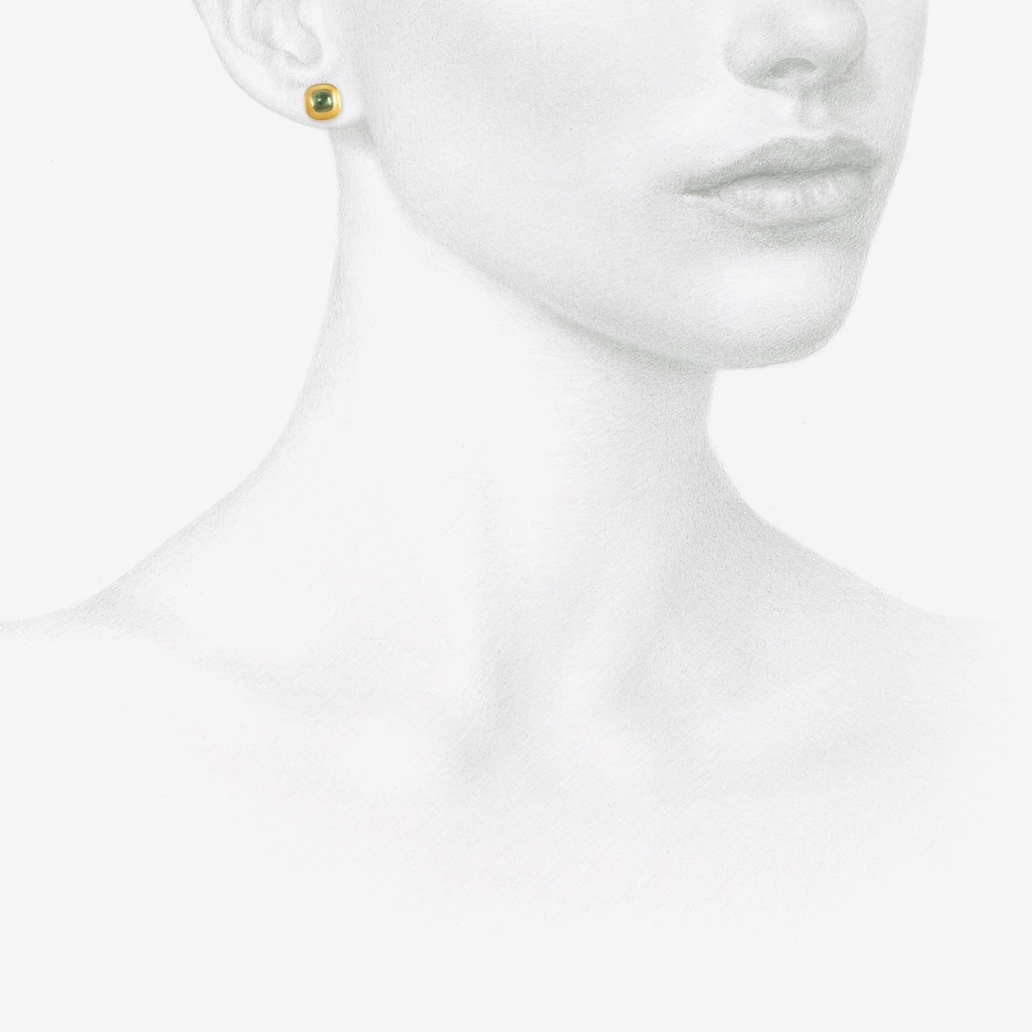 PROUNIS 22K & GREEN TOURMALINE CUSHION CAPSA STUDS