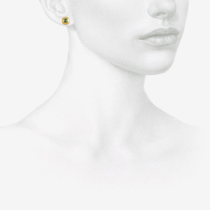PROUNIS 22K & GREEN TOURMALINE CUSHION CAPSA STUDS