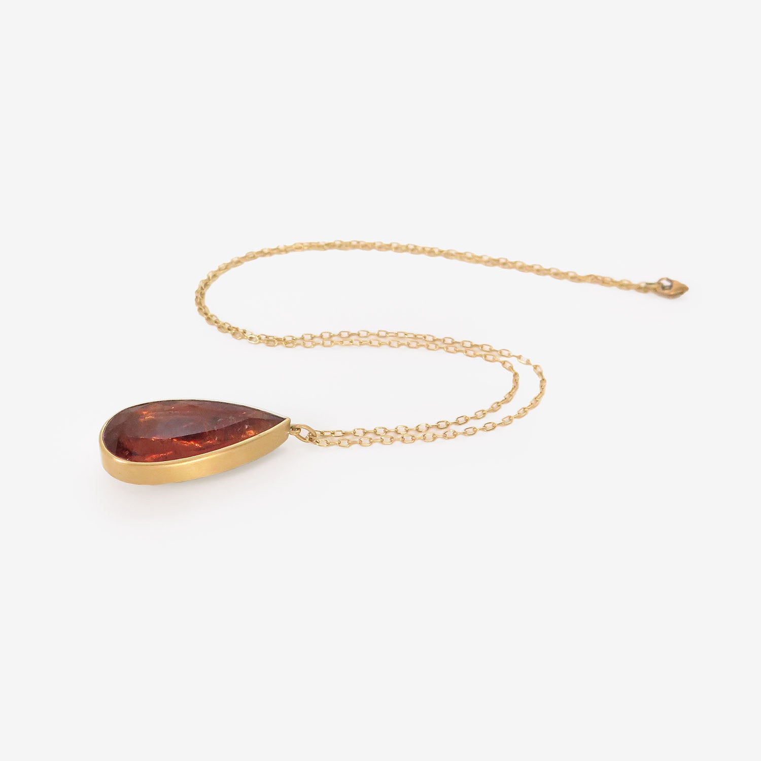 LOLA BROOKS 18K & LARGE TEARDROP-SHAPED BLOOD ORANGE TOURMALINE PENDANT, 26.11CT