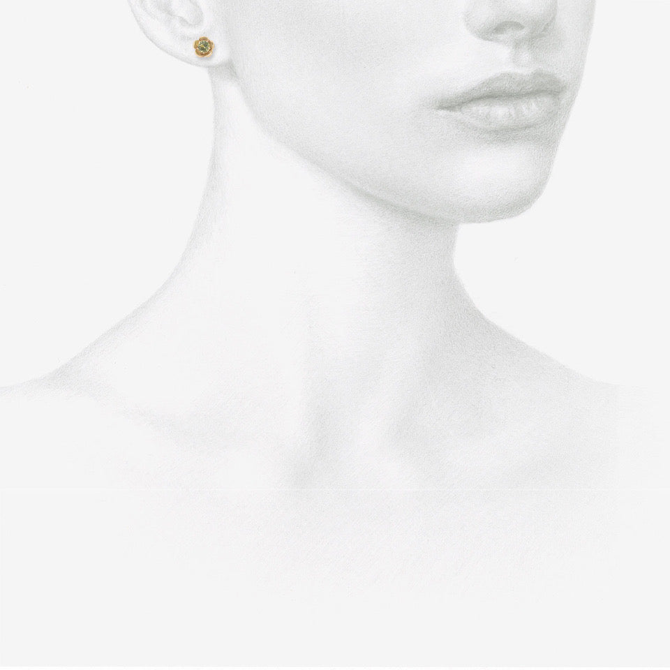 NICOLE LANDAW 14K & GREEN TOURMALINE ENCASED FLOWER STUDS